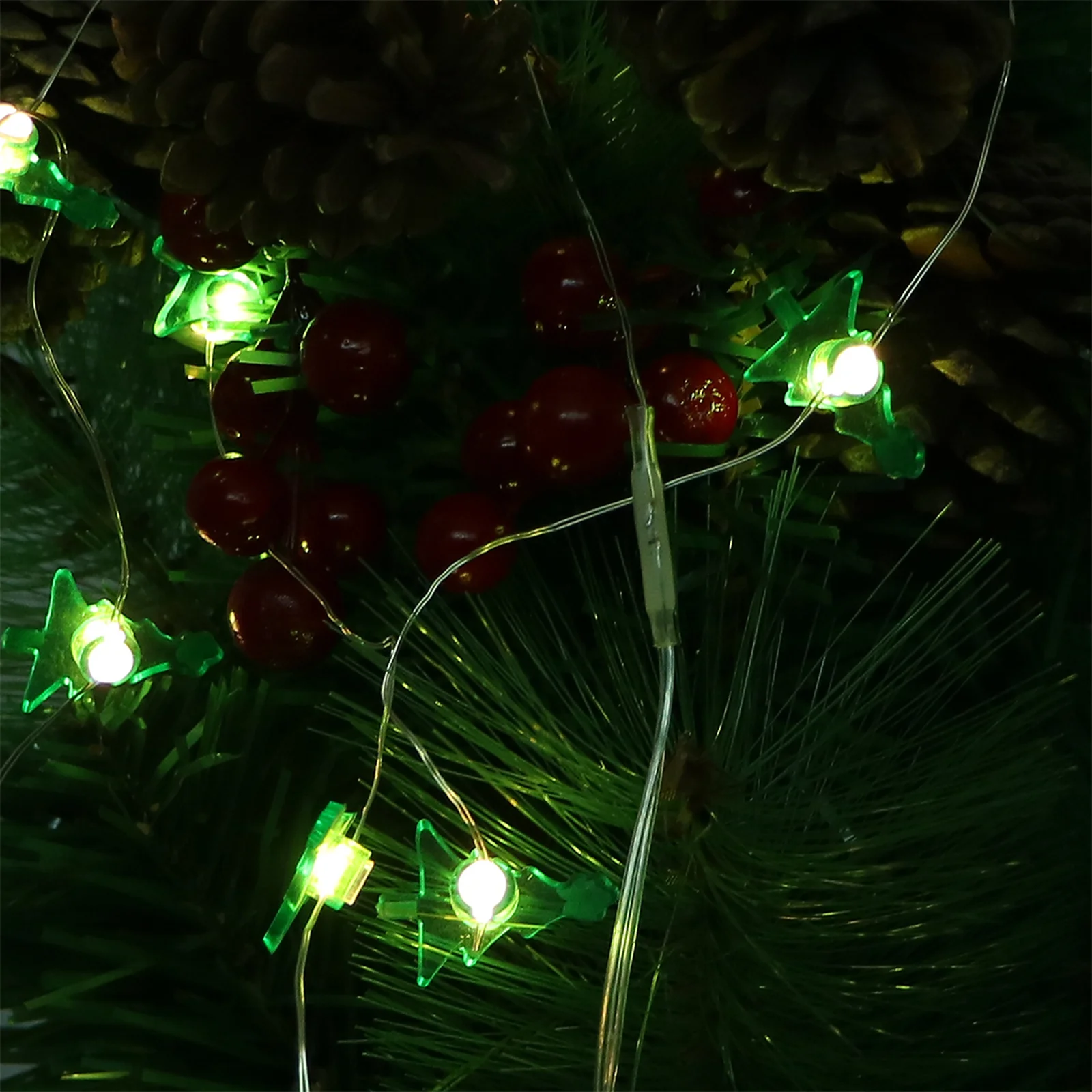 2Pcs LED Xmas Tree Shape String Lights Operation Plastic Indoor Outdoor Christmas Decorative Party Atmosphere