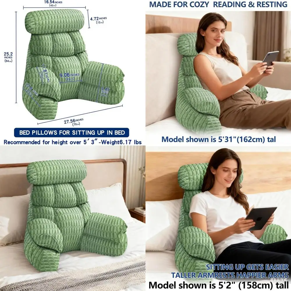 

Elevated Bed Pillow with 9.4 Armrests for Reading, Watching TV, and Comfortable Gaming