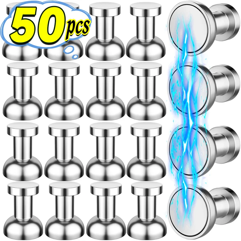 50/2PCS Mini Magnetic Pushpin Hook Neodymium Iron Boron Thumbtack Storage Hooks for Home Kitchen Refrigerator Whiteboard Hangers