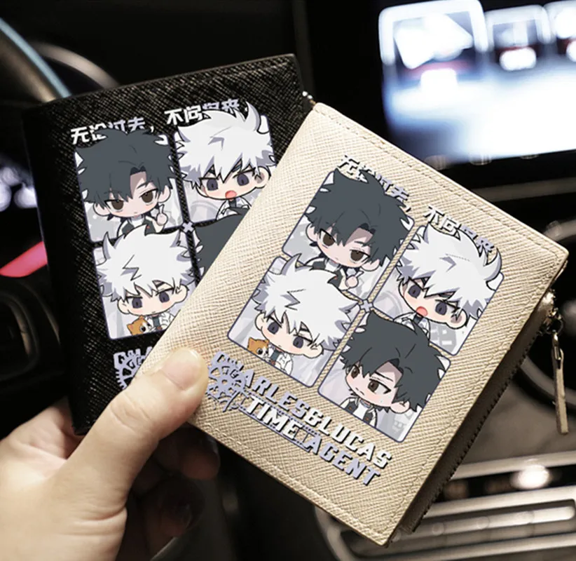 Anime Time Agent Fashion Folding Wallet Link Click Cute Coin Purse Cheng Xiaoshi Lu Guang Cosplay Men Women Short Cartoon Wallet