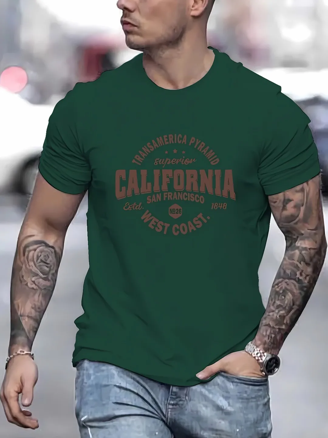 

Summer men's street fashion letter printed short sleeved men's outdoor casual comfortable breathable quick drying T-shirt