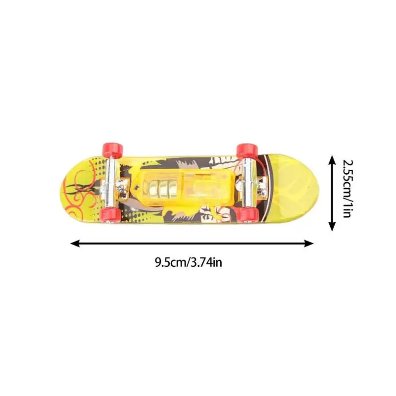 Tiny Light Up Finger Skateboards Skating Toys Alloy Stand Matte Texture Finger Skating Non-slip Portable Finger Toys For Kids