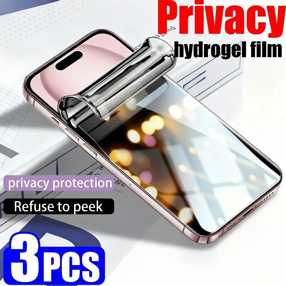 

3Pcs Anti Spy Hydrogel Film for iPhone 17 16 15 14 Pro Max 16e Air 13 12 11 Pro 14 15 Plus XR XS Max Full Cover Screen Protector