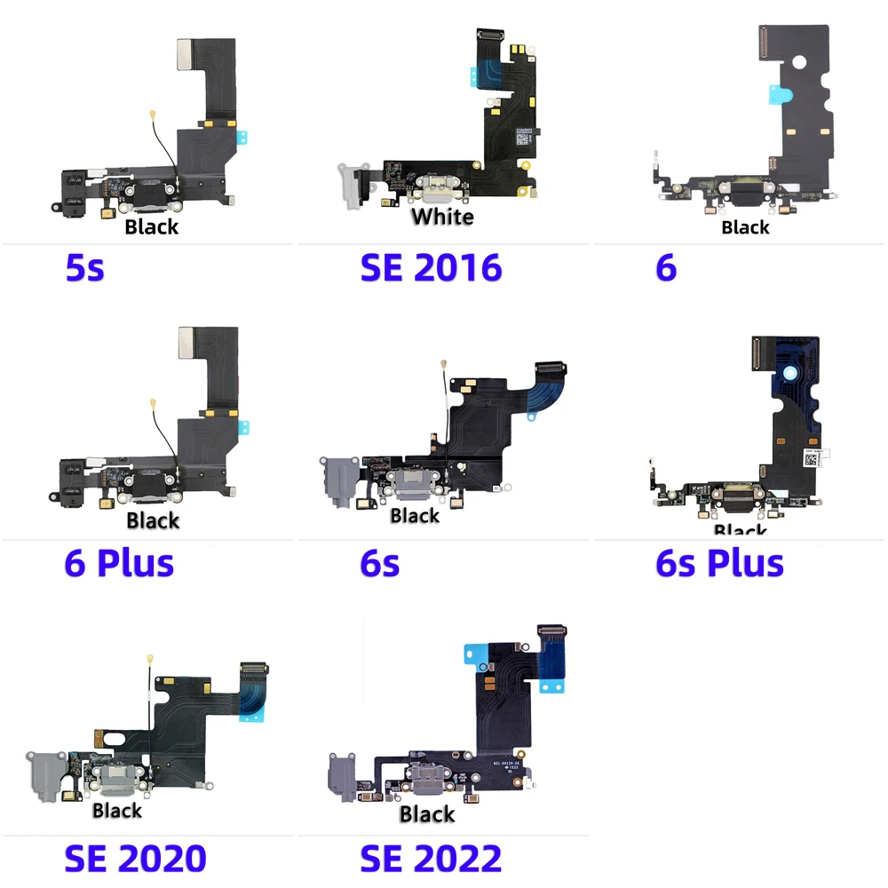 AiinAnt USB 충전 포트 충전기 도크 커넥터, 충전 플렉스 케이블, 아이폰 6 6s 플러스 5S SE 2020 2022 휴대폰 수리 부품 