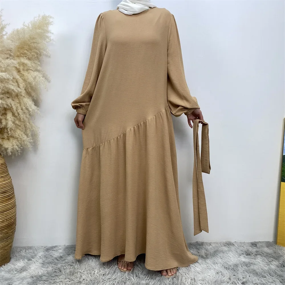 2025 Solido Eid Vestito Delle Donne Abaya Dubai Arabo Musulmano Moda Abiti Lunghi Ramadan Mubarak Hijab Robe Islam Abbigliamento Caftano Abaya