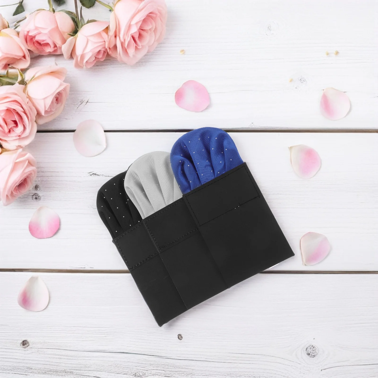 3 قطع خط بطاقة مطوية مسبقًا للرجال بدلة دائرية الشكل وجيب مربع الشكل وجيب مربع للرجال