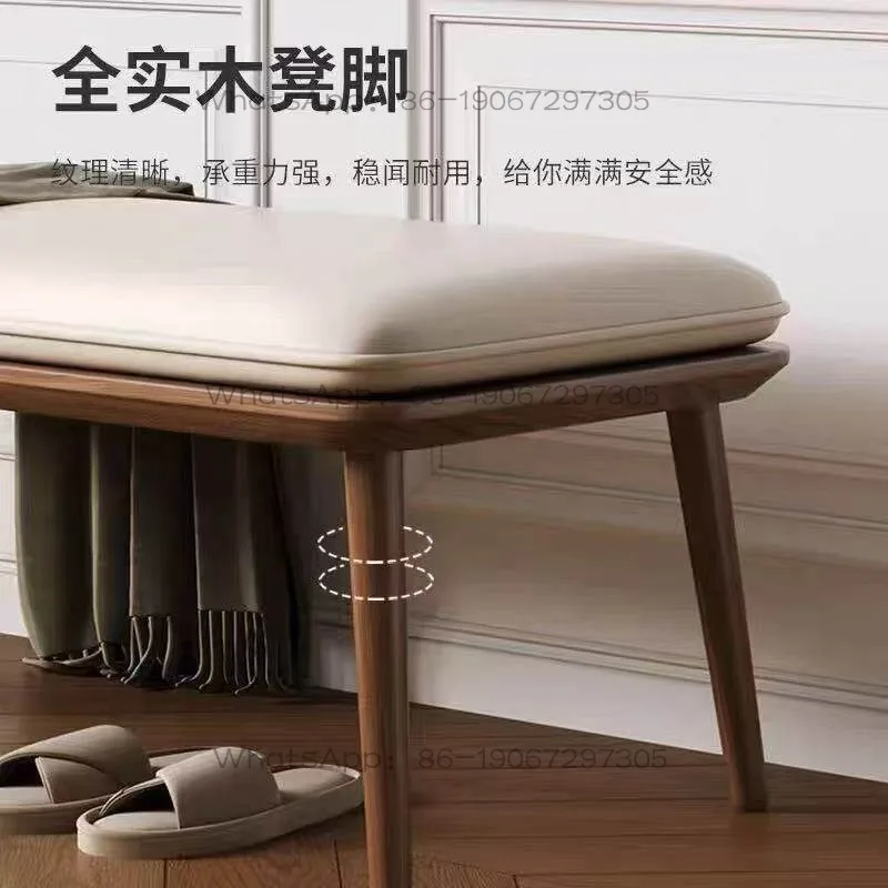 Soft Bag Solid Wood Shoe Change Foot Sofa Bedside Solid Wood Shoe Stool