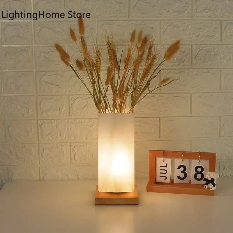 Nordic Decor Vase LED Table Lamp Bedroom Creative Simple Romantic USB LED Warm Night Light Glass Bedside Lamp Japanese Style