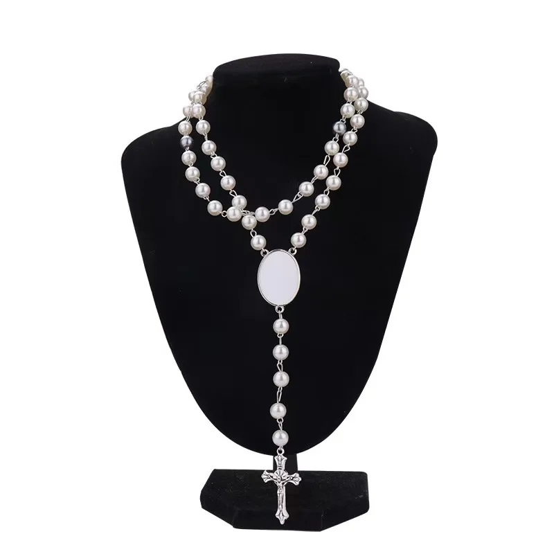 1 pièce / Collier de prière original à transfert thermique, collier vierge en forme de croix imprimé par transfert thermique, adapté pour la personnalisation photo DIY