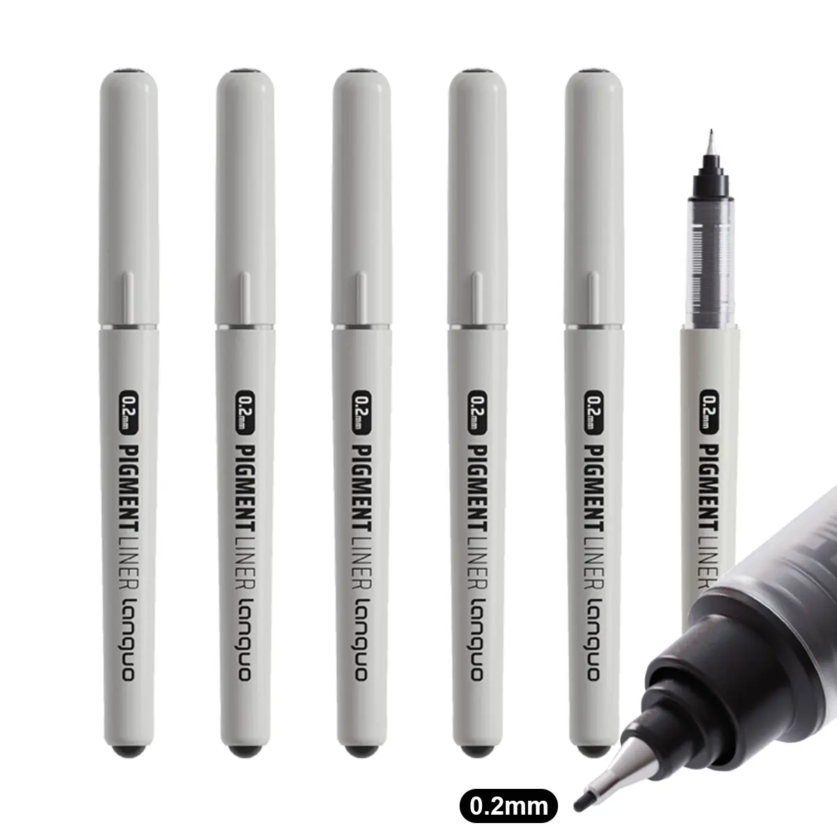6 Pcs Waterproof Fineliner Pens 0.2mm Black Pigment Ink Micro Technical Drawing Pen Outline Marker for Manga Sketch Art Supplies