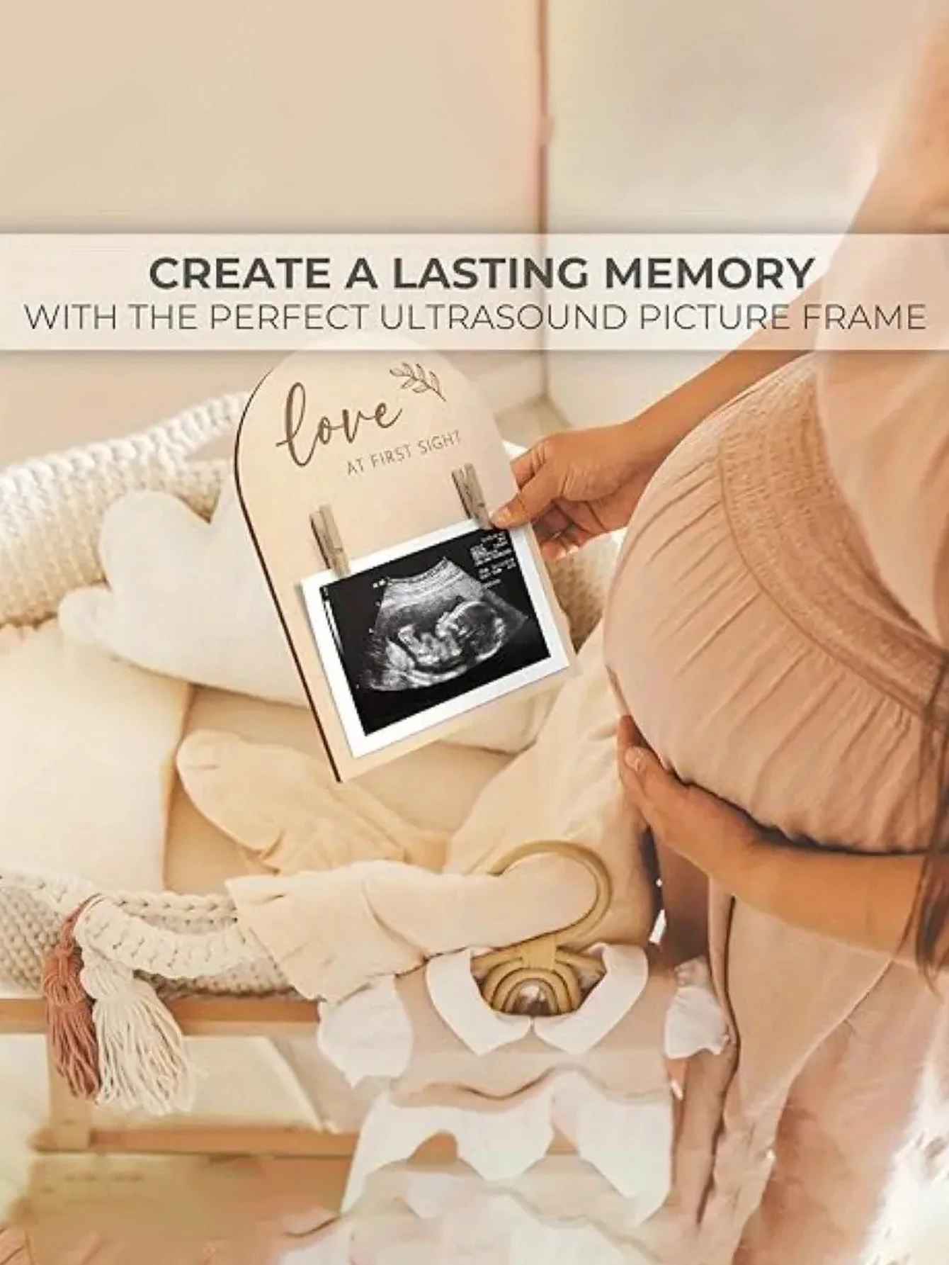 1set wooden ultrasonic photo frame for expectant mothers to announce pregnancy or baby birth ornament