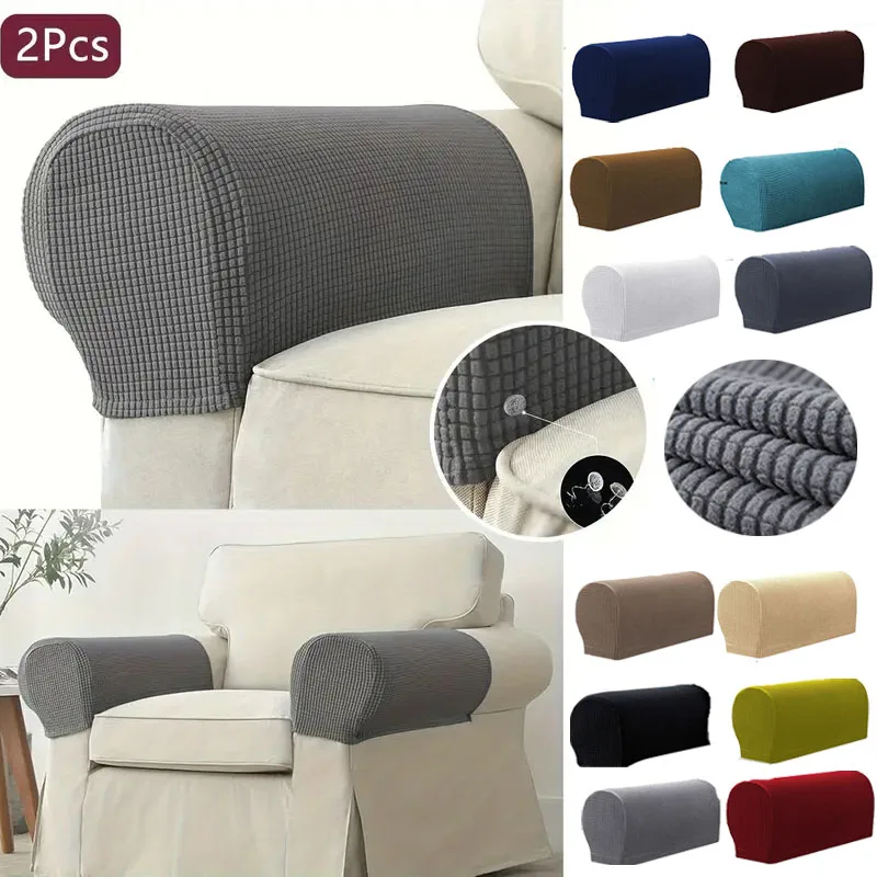 

2 Pack Stretch Velvet Armrest Covers for Sofa,Washable Polyester Spandex Furniture Protector for Fits Multiple Sofa Types 소파 손잡이