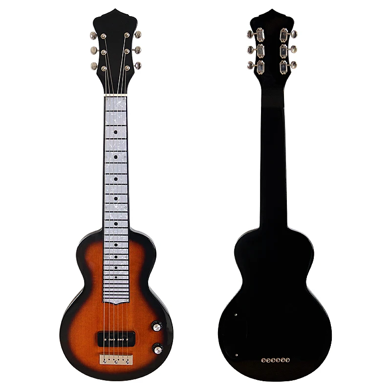 34 Inch 6 String Electric Lap Steel Guitar Solid Okoume Body High Gloss Finish Hawaiian Slide Guitar Sunburst For Beginners