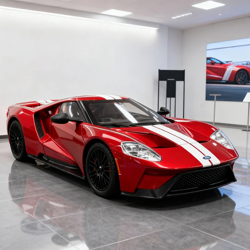 1:24 Ford GT Supercar coche en miniatura de aleación sonido y luz tirar hacia atrás juguete para niños coleccionables regalo de cumpleaños