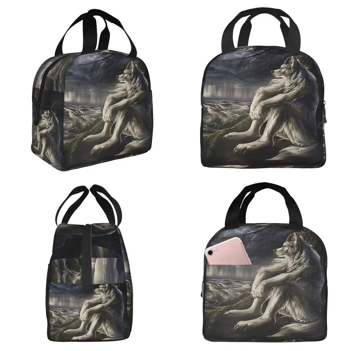 

Термосумка для обедов Emo White Wolf Sitting Sad Meme, изолированная, для детей, школьная, термоконтейнер для еды, герметичная сумка-тоут для ланчей