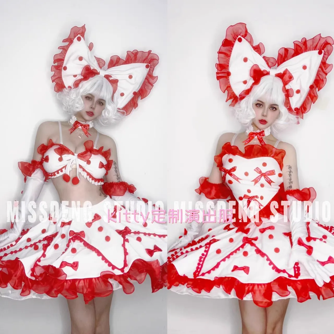

Christmas Birthday Party Amusement Park GOGO Bow Headress Sexy Bikini Dress Bar Nightclub Singer Dance Stage Performance Costume