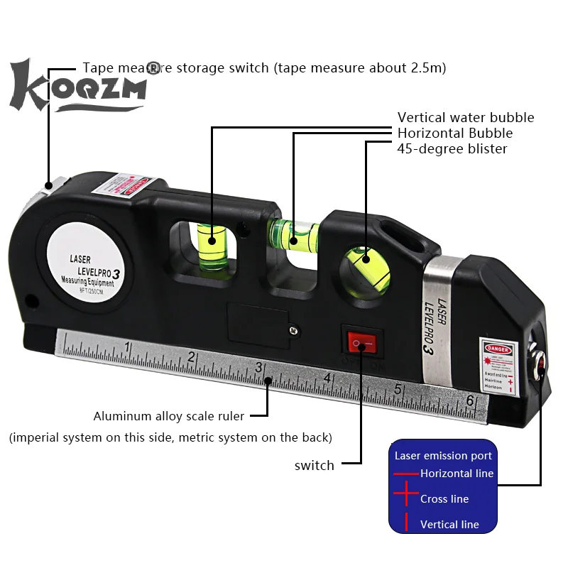 휴대용 레이저 줄자, 4 in 1 레이저 레벨, 적외선 측정 도구, 소형 레벨