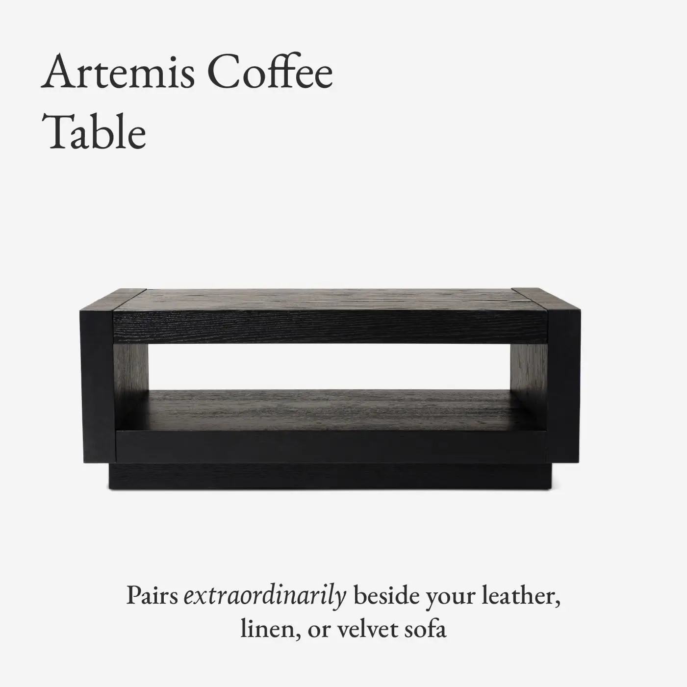 Solid Wood Coffee Table with Storage 18" Black, Customized