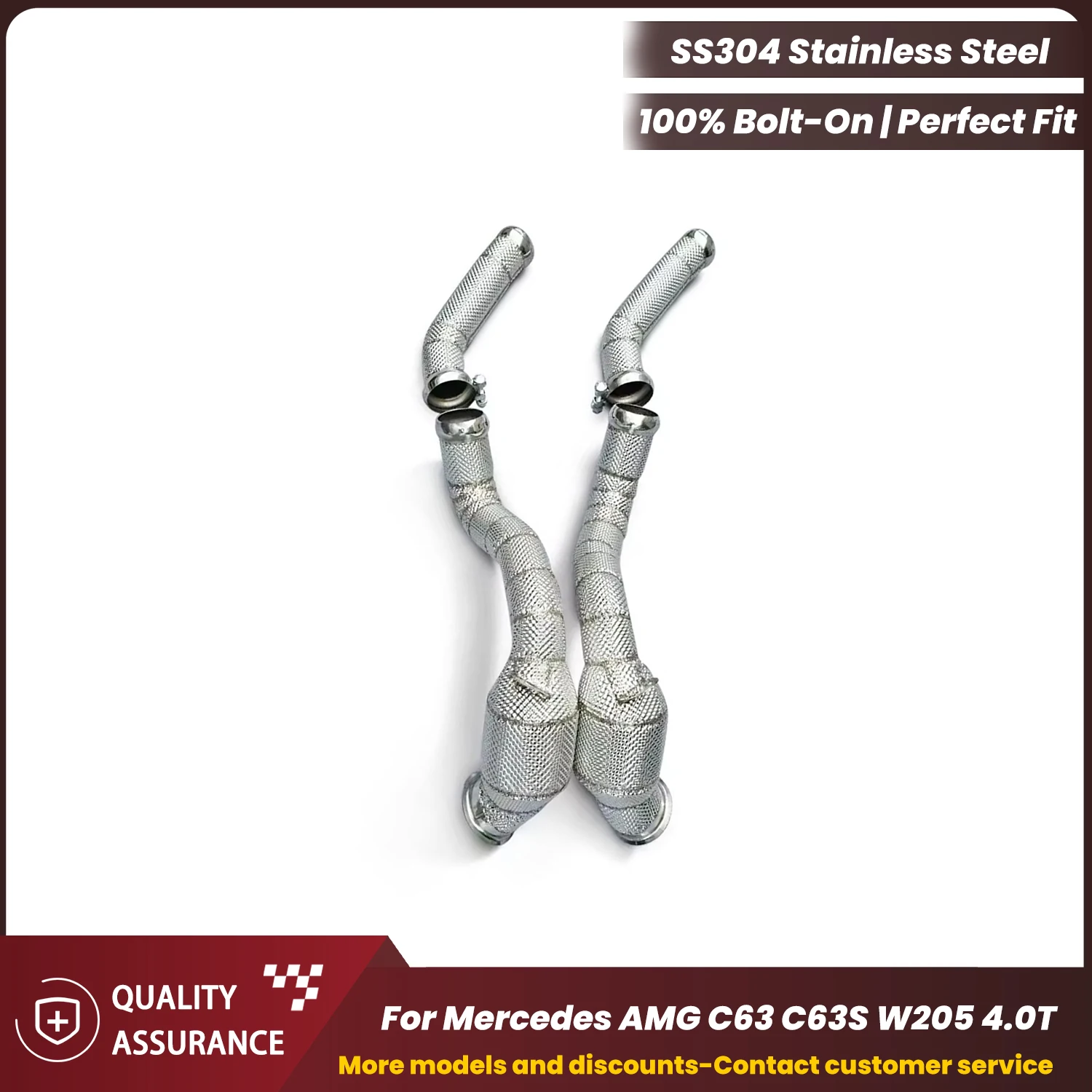 

ECCF Sports Downpipe With Heat Shield For Mercedes AMG C63 C63S W205 4.0T Aggressive Exhaust Sound High Flow Performance Upgrade