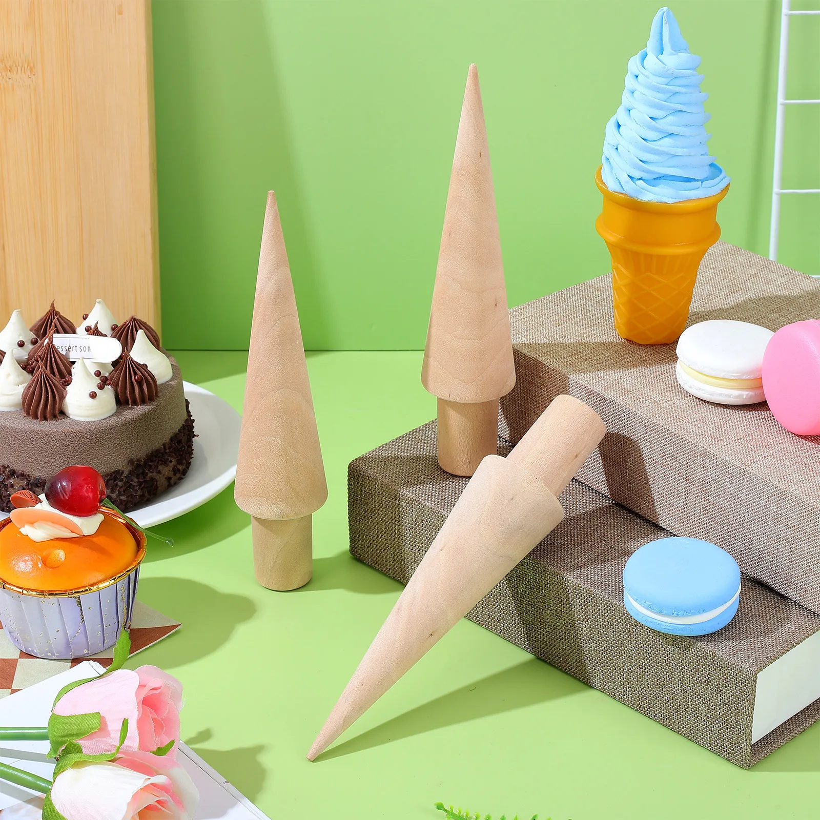 3Pcs Ice Cream Cone Maker Wood - Kitchen Roll Baking ulasan dan harga
