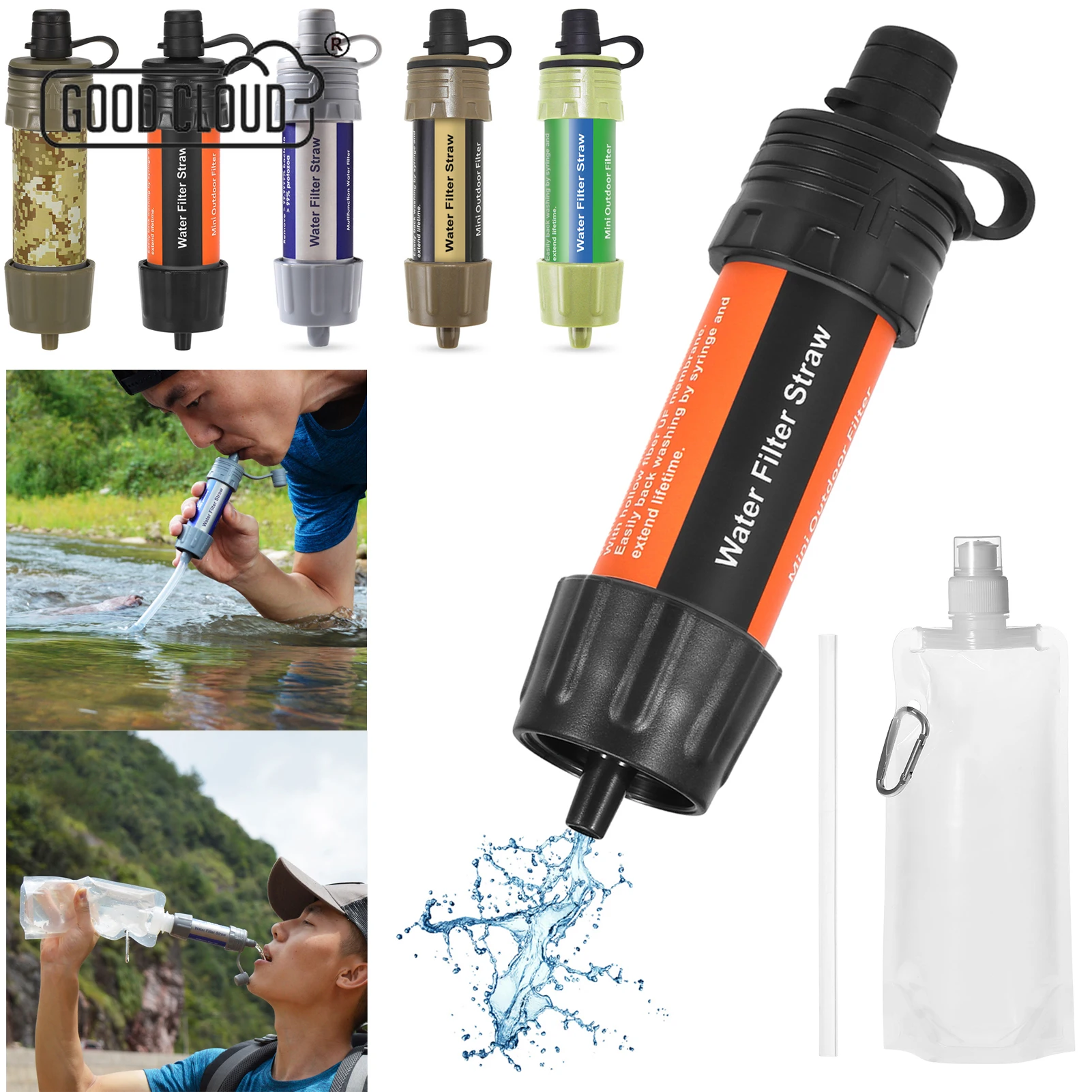 

Outdoor Water Filter Straw Portable Water Purifier Survival Gear for Backpacking Hiking Camping Emergency Preparedness