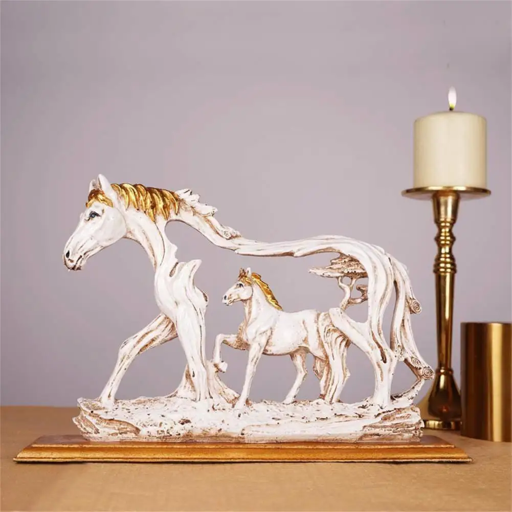 Desktop Figurine Delicate Workmanship Gorgeous Artwork Micro Decor Standing Galloping Horse Resin Statue For Home