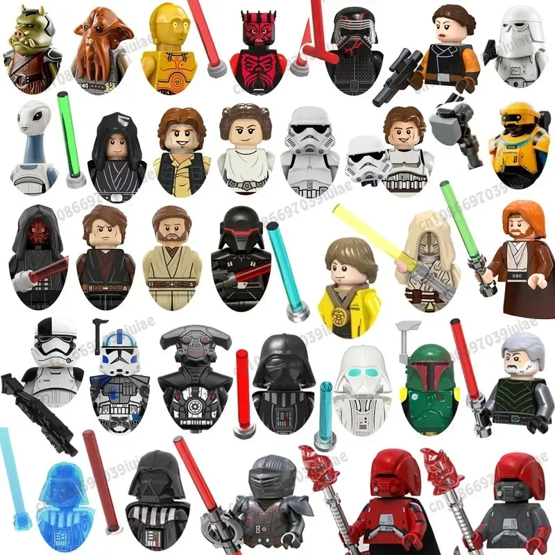 

TV8110 Star Wars Yoda Mandalorian Han Solo C-3PO Leia Darth Vader BbbaFett Block Mini Robot Figure Toy Bricks Assembling Doll