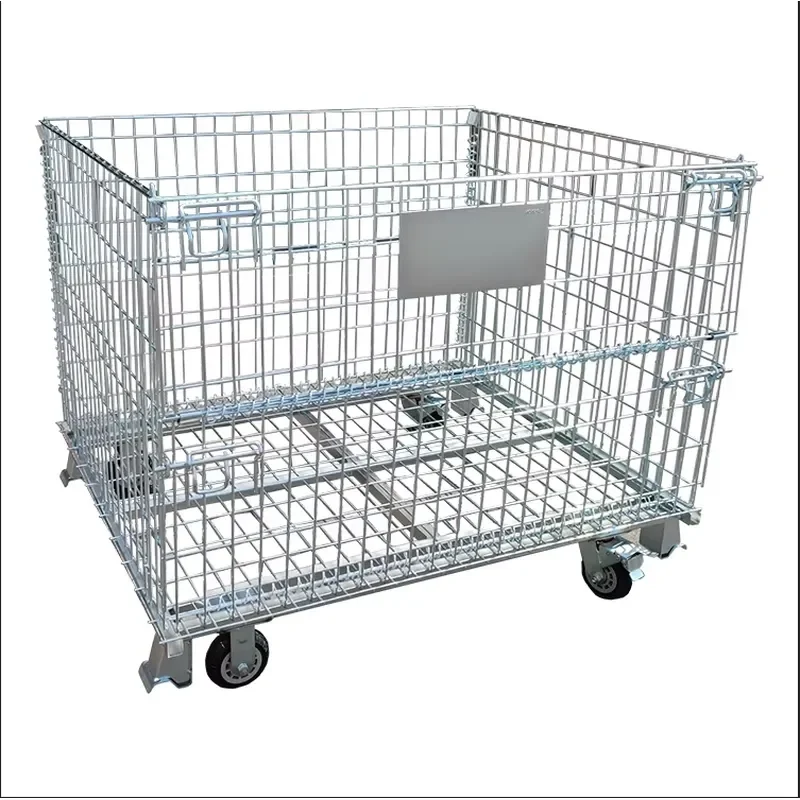 Metal Steel Mesh Wire Warehouse Logistic Stackable Wire Mesh Container Transport Box Basket Container for Light Loading