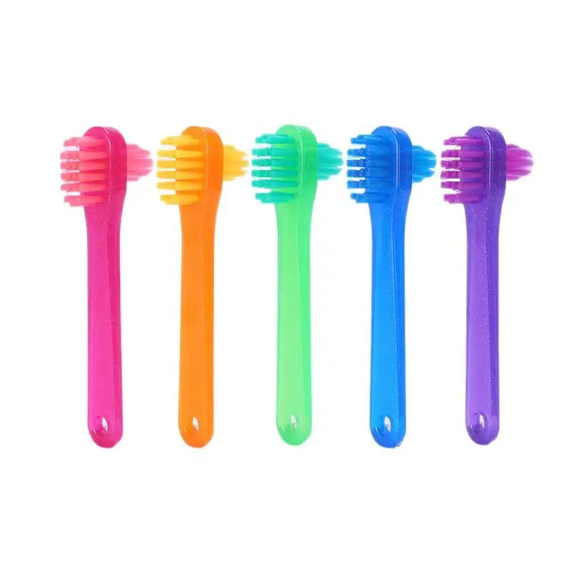 T Shape Denture Brush 1 Pcs Plastic Dual Head Toothbrush for Partial and Full False Teeth Cleaning Home Care
