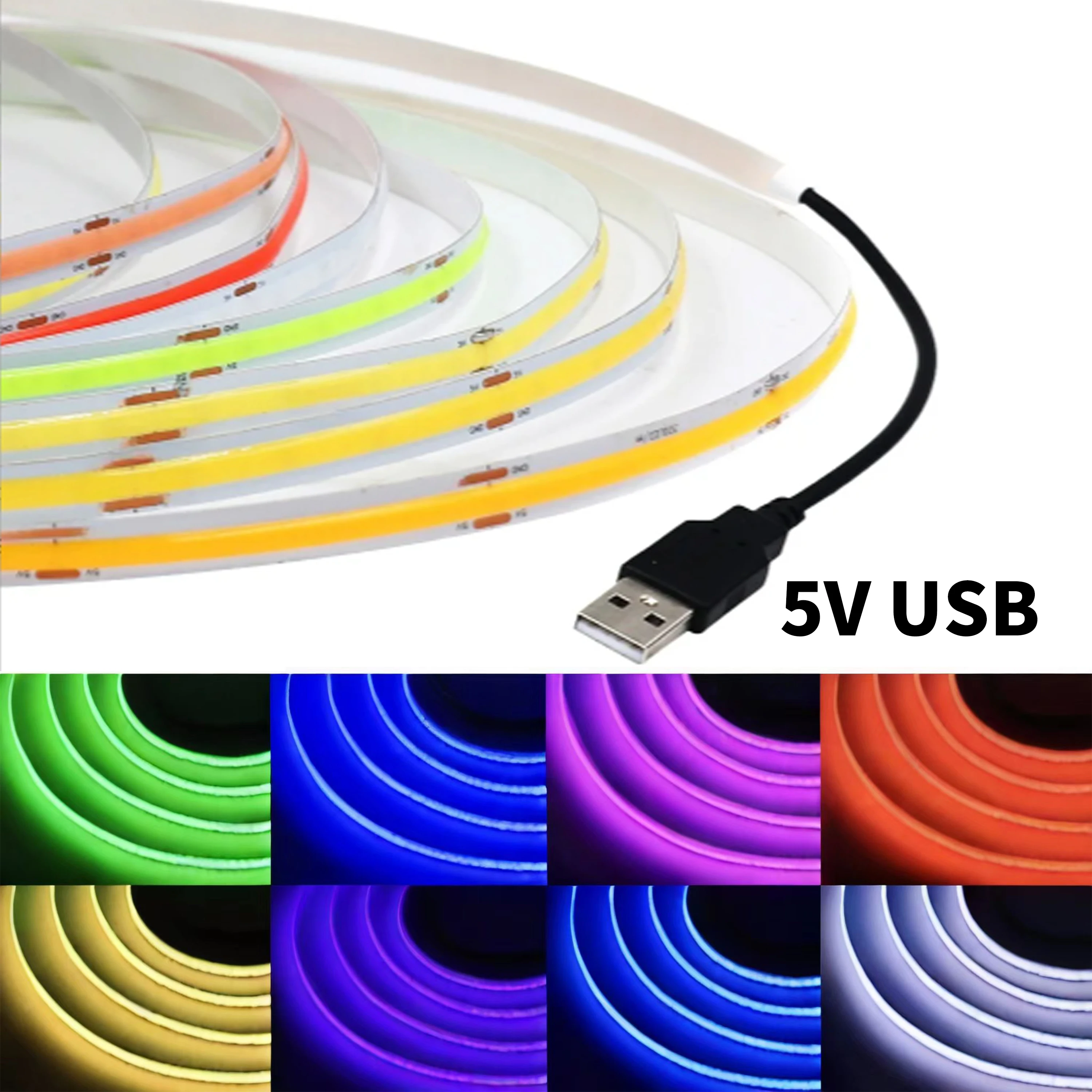 

DC 5V USB COB Led Strip Light White/Red/Green/Blue/Pink/Ice Blue/Yellow 320 Leds Flexible for TV Backlights Home Decor