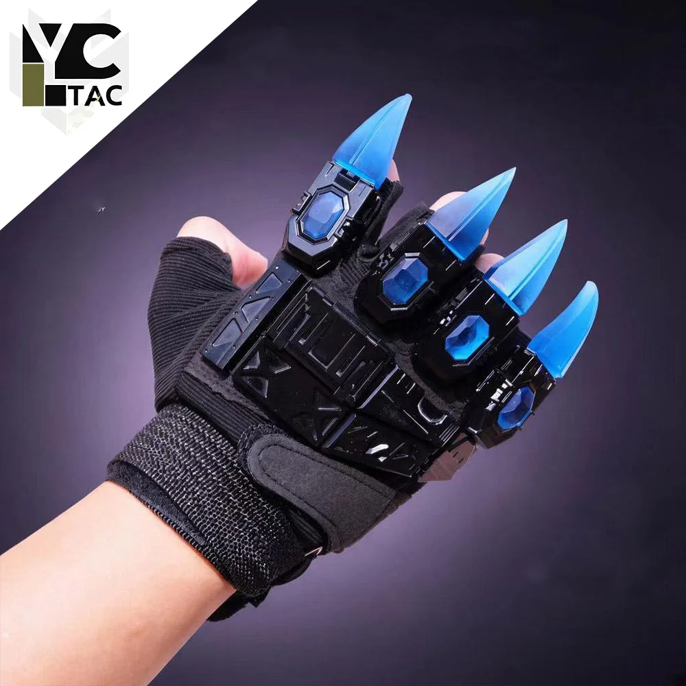 YCTAC Tactical Half-Finger Gloves Mechanical Claw Combat Protection Gloves Hardcore Mecha-Style Mechanical Claws for CS Cosplay