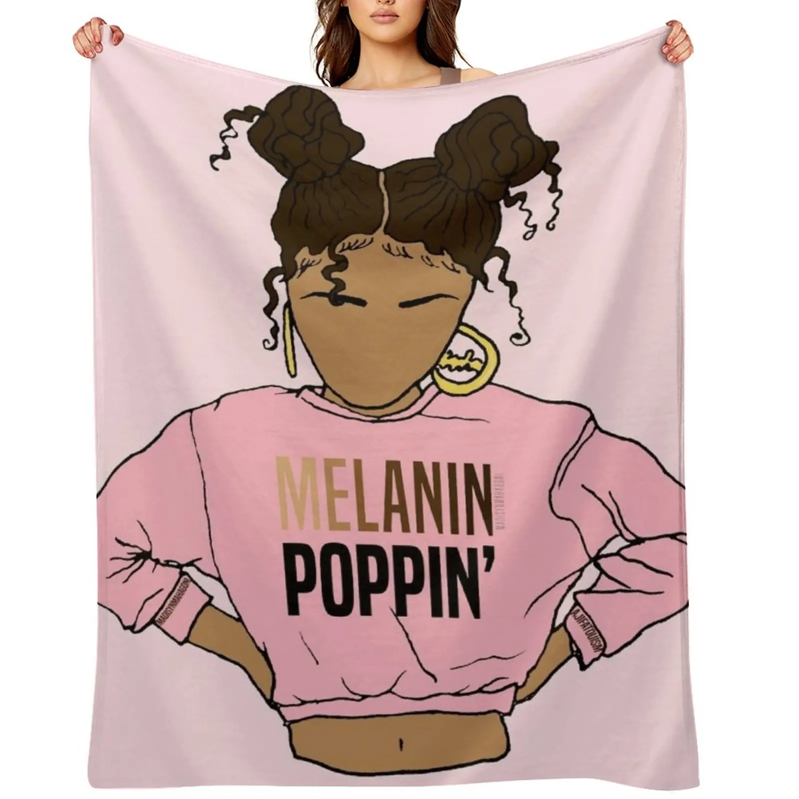 

2BUNZ (MELANIN POPPIN') ABA Throw Blanket Multi-Purpose Flannel Beach Cute Blankets