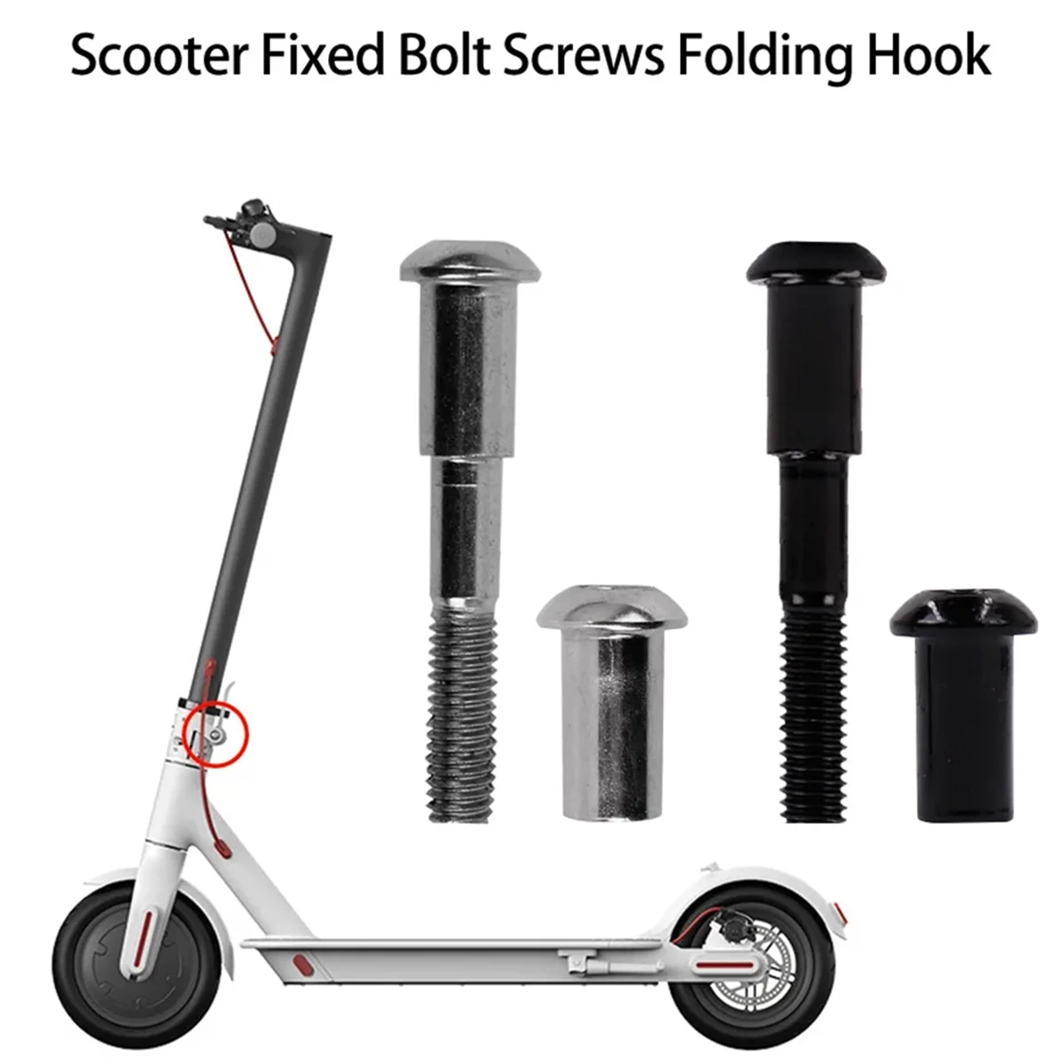 Black Folding Pothook Hinge Bolt Repair Hardened Steel Lock Fixed Screw Hook for Xiaomi MIJIA M365 Electric Scooter