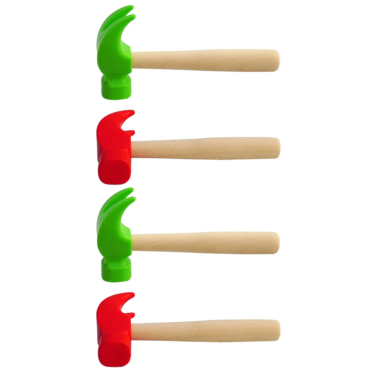 4 個子供用木製ハンマーセット小さなプラスチックシミュレーションマレット幼児用叩く感覚遊びふり遊び建設ツール
