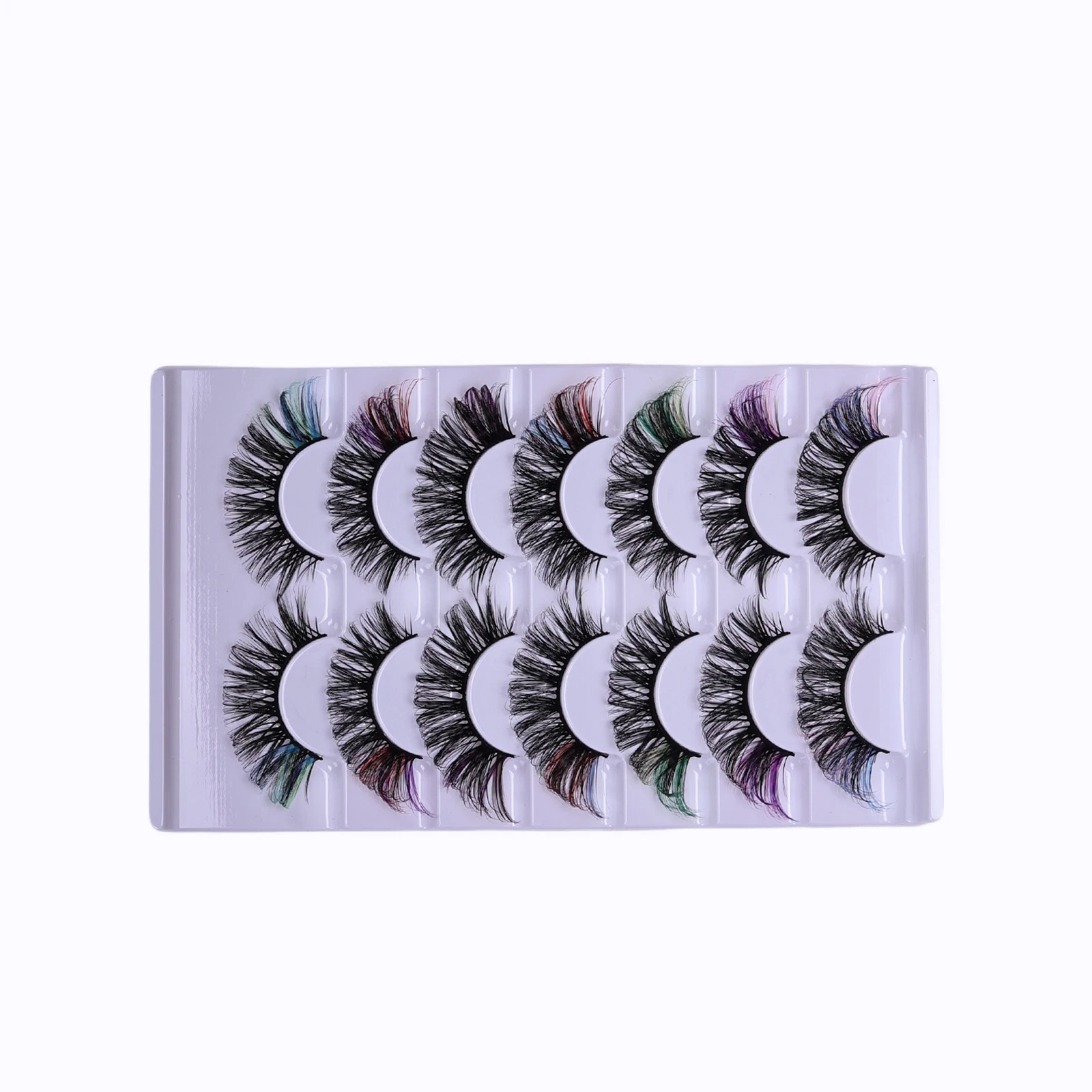 カラーつけまつげ7ペア、目尻のカラーアイラッシュDカール、ステージメイクに最適