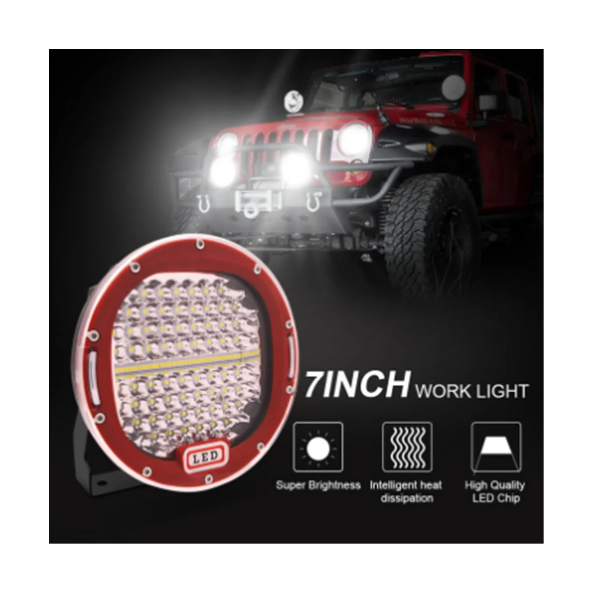 4X4 4wd Spot Led Dak Werklamp Voor Ford Jeep Hummer Verdediger Volvo Vrachtwagen 7Inch Ip68 Offroad Suv Pick-Up Truck Rood