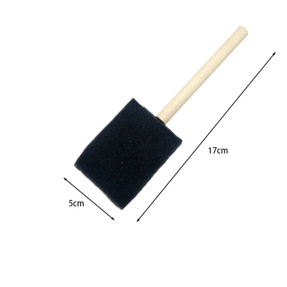10Pcs Wood Handle Sponge Brush Set Absorbent Polyurethane Beveled End Paint Stains Varnishes Crafts Acrylics Art Drawing