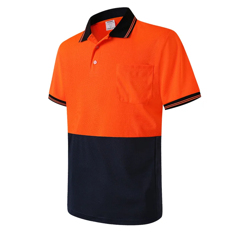 Summer Cargo Polo Shirt Men Short Sleeve Turn Down Collar Contrasting Color Polo Shirt for Men Plus Size S-XXXL