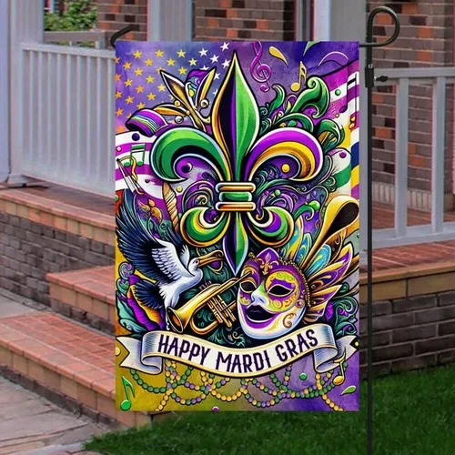 Happy Mardi Gras Louisiana Flag Graden Flag FFLCCE ZZA