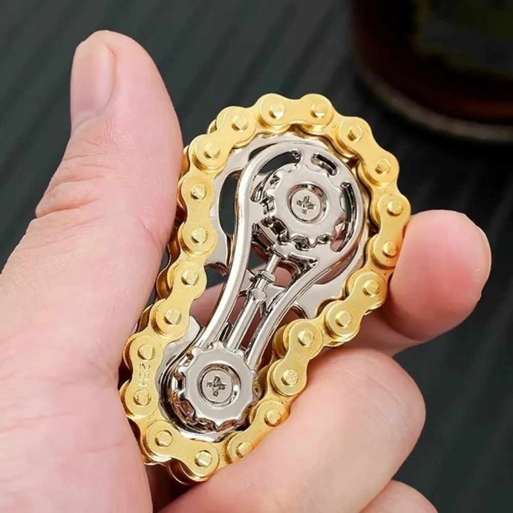Creative Flywheel Fidget Spinner Metal Spinning Top Sprockets Fingertip Gyro Sensory Play Durable Wheel Gear Chain Gyroscope