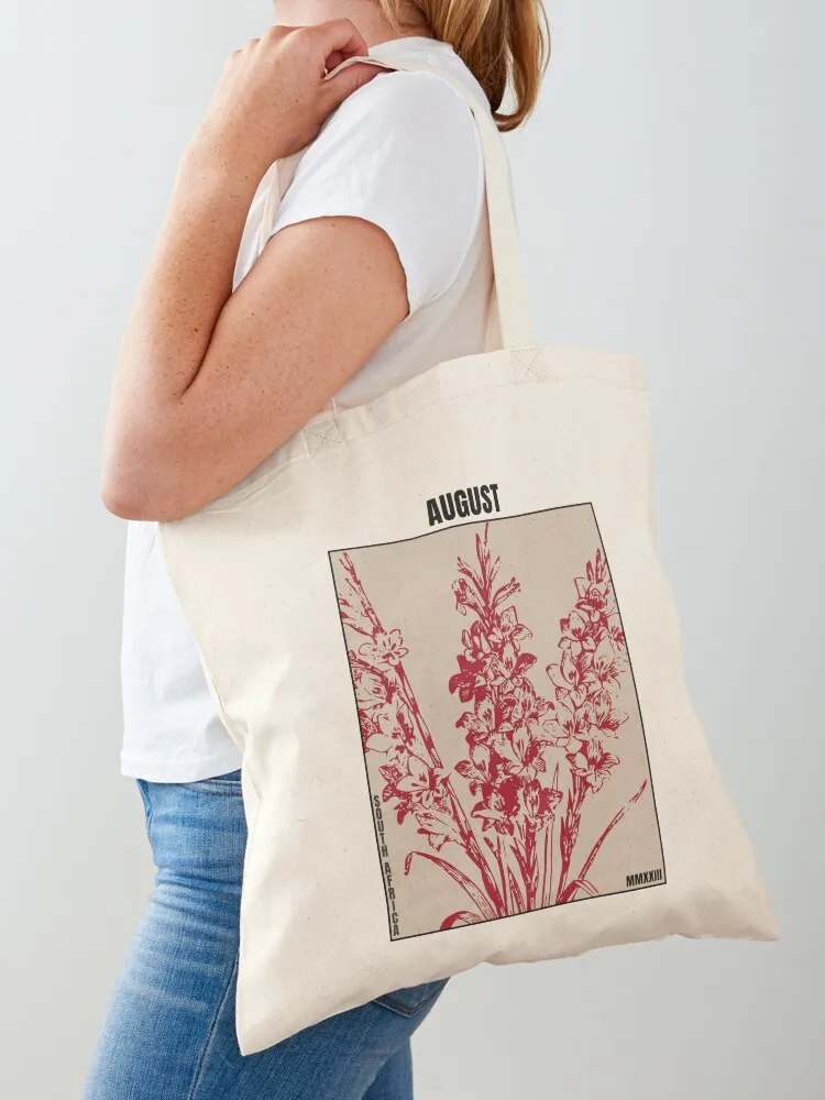 

Red gladiolus august birth flower Tote Bag foldable reusable bag university shopper bag canvas shopping Beach