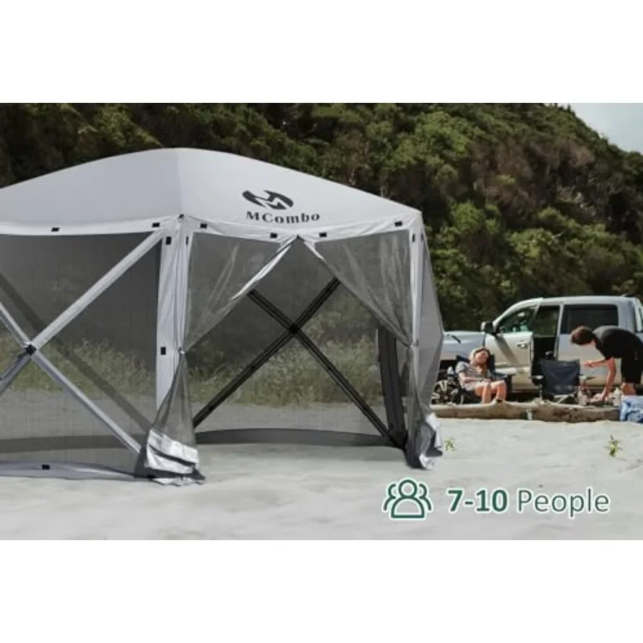 6-Sided Sned Outdoor Shelter with Netting Quick Setup Patio Pavilion No Wind Panels Included 1024