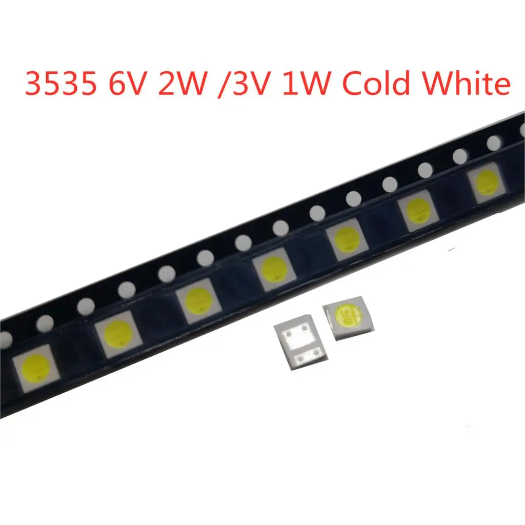 50PCS 3535 Cold cool white For LCD TV repair LG led TV backlight strip lights light-emitting diode SMD LED beads 6V 2W / 3V 1W