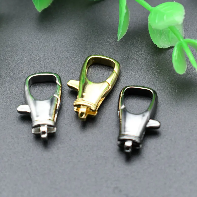 

High Quality Anti Rust Black Silver Gold Plated Big Rectangle Spring Lobster Necklace Clasps Connector for DIY Jewelry Keyholder