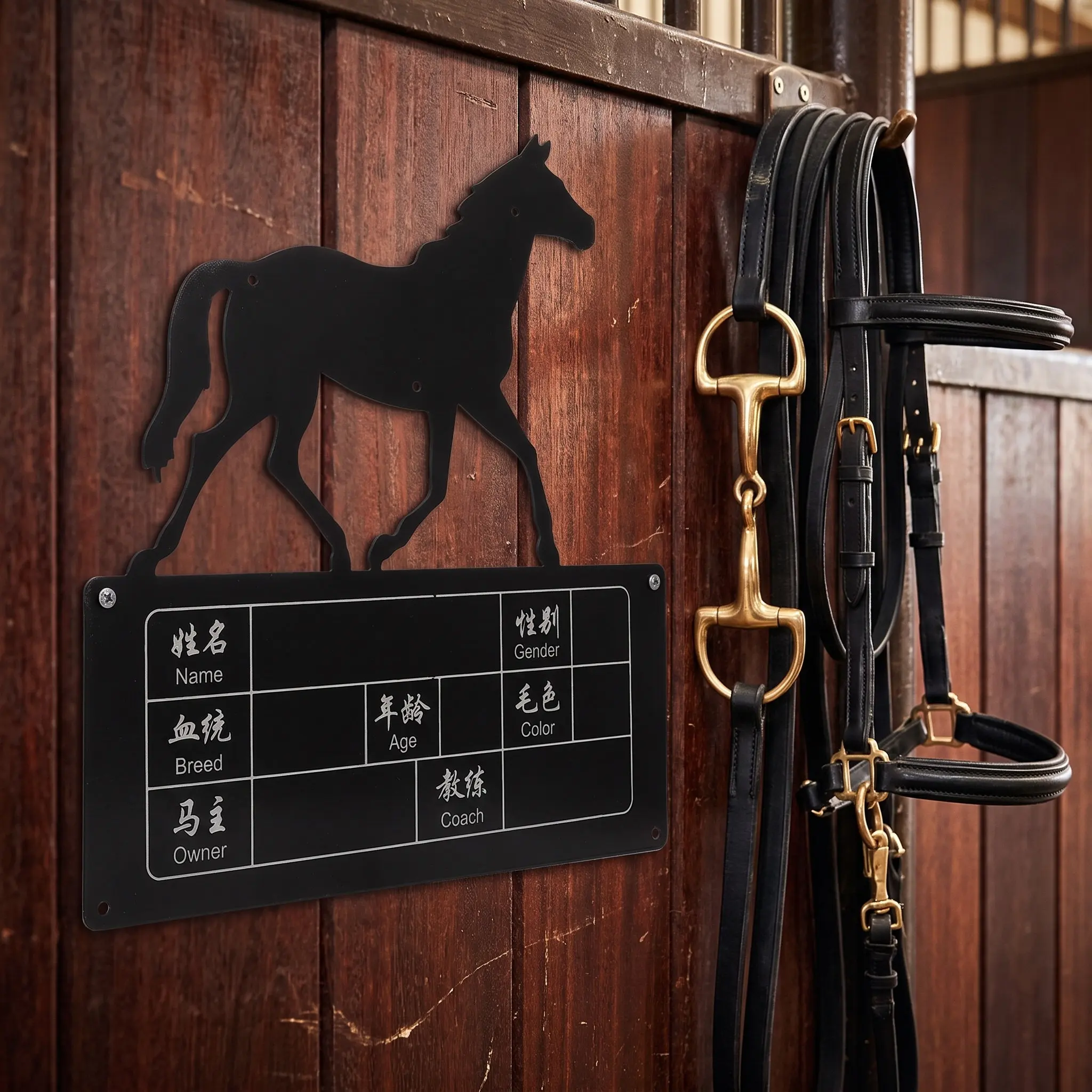 Waterproof Horse Stall Name Plate Rustproof Engraved Stable Door Sign Outdoor Barn Identification Plaque for Ranch