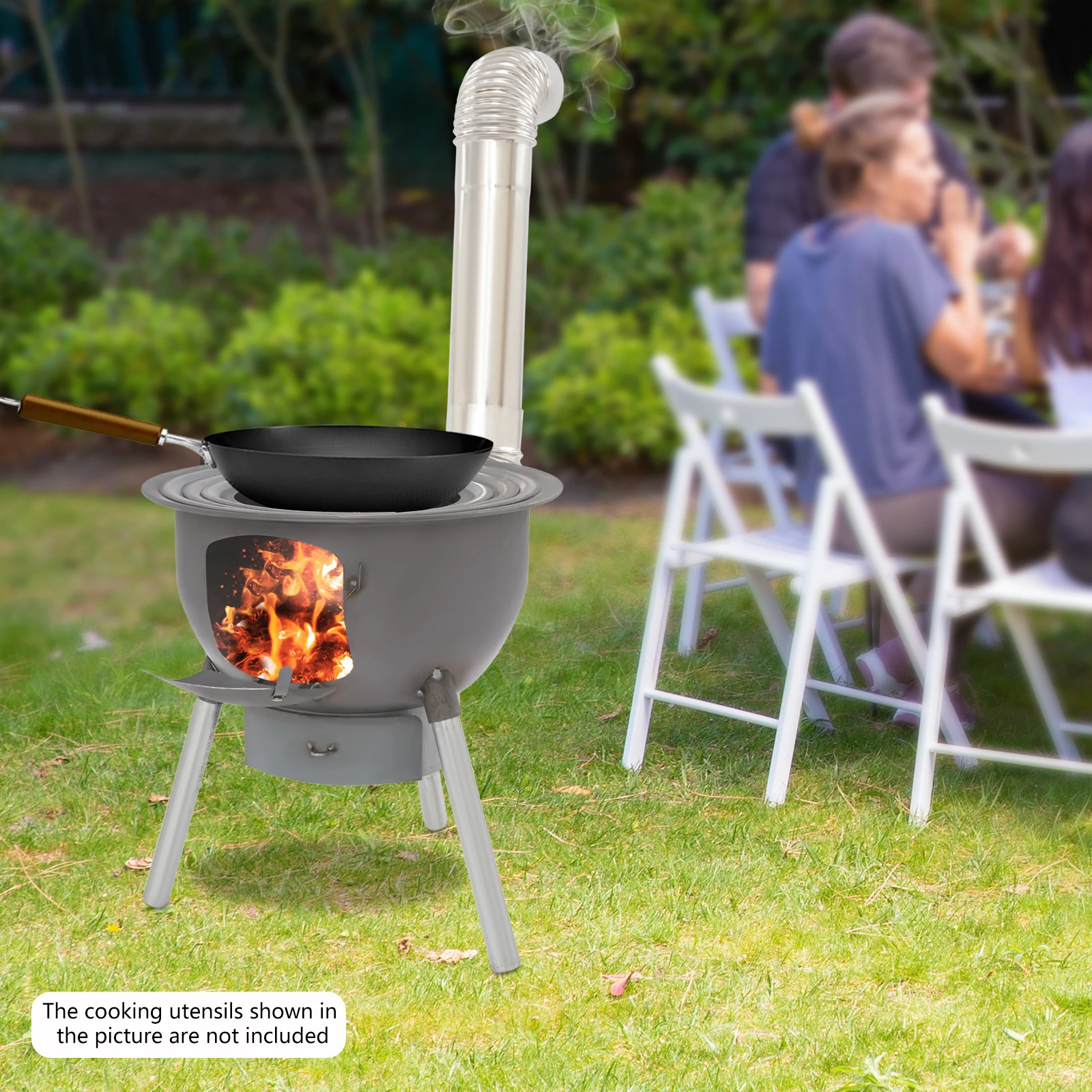 

Многофункциональная дровяная печь с решеткой для гриля, дровяная печь для кемпинга, портативная дровяная печь для кемпинга