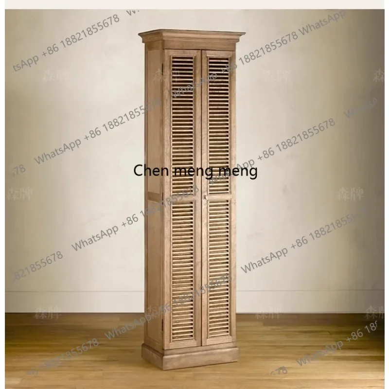 

Retro wall side cabinet solid wood living room storage, storage cabinet small apartment type old cabinet