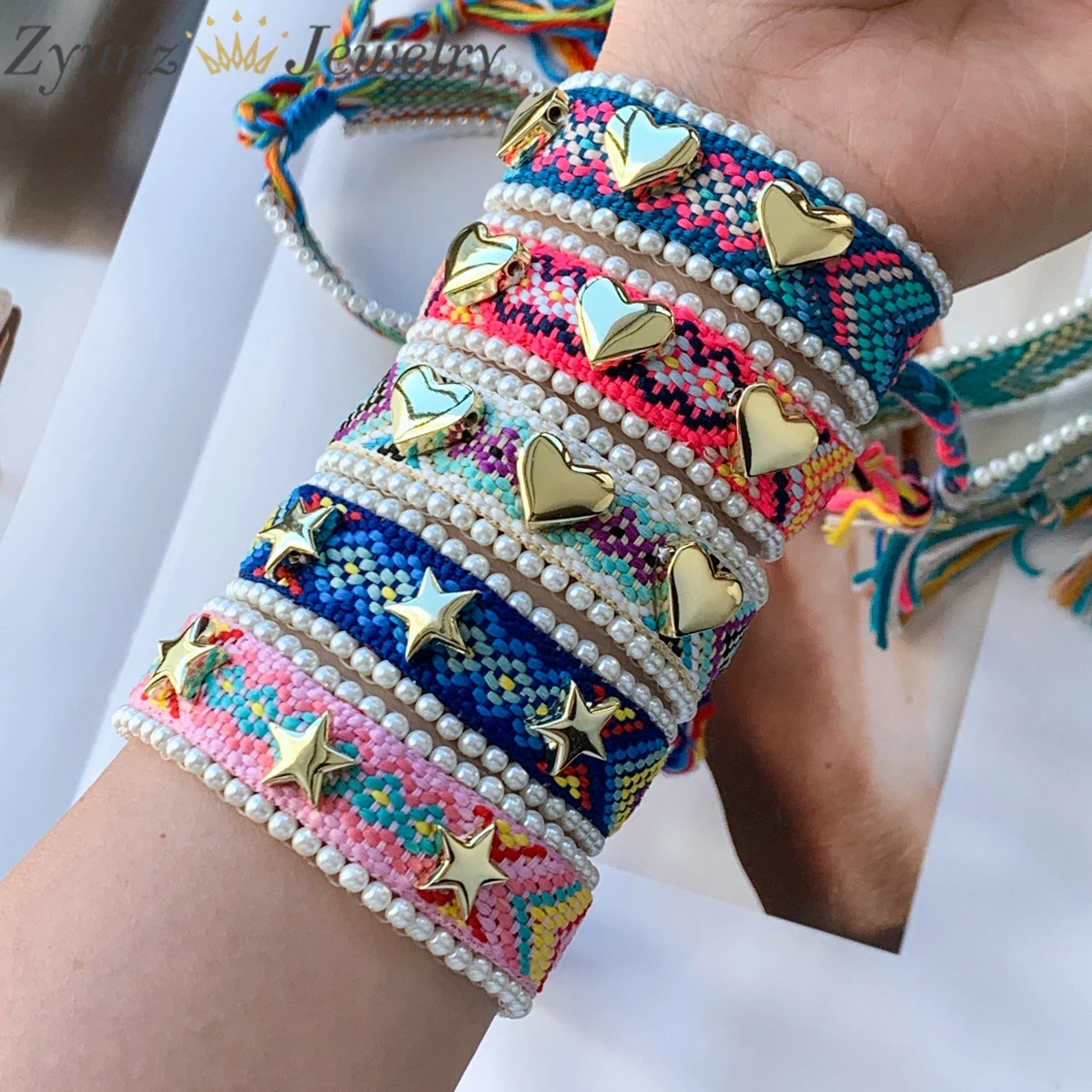 5PCS, Fashion Heart Star Beads Colorful Tassels Adjustable Woven Bracelet For Women Men Mixed Colors Jewelry Gifts