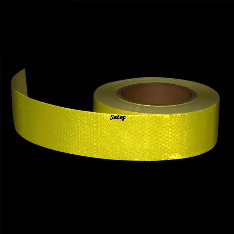 5cm*25m HoneyComb PVC Material Self Adhesive Reflective Sheeting Tape Fluorescent Yellow Reflector Tape Car Stickers For Bicycle