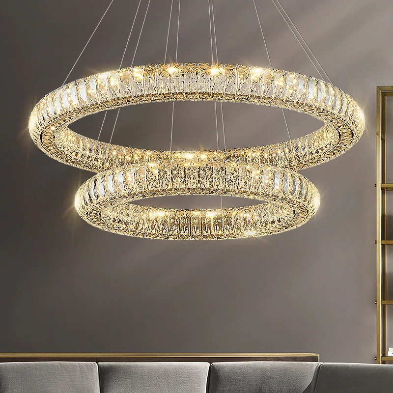 Modern Luxury Led Transparent Crystal Pendant Lamp Living Room Bedroom Kitchen Hotel K9 Gold Silvery Chandelier Home Decor Light